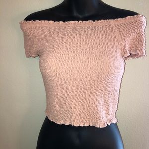 Pink off the shoulder crop top
